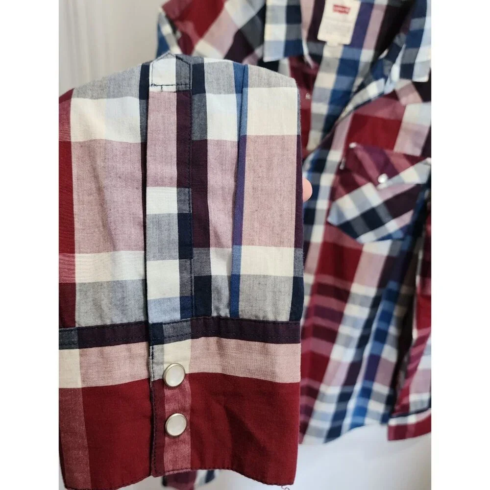 Levi's Long Sleeve Pearl Snap Button Up Shirt Western‎ Cowboy Vaquero Rodeo Sz L